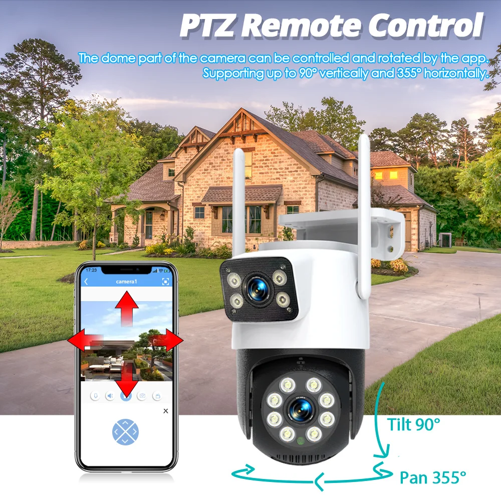 Imagem -06 - Dual Lens Ptz Video Surveillance Câmera Dual Screen ai Humano Auto Tracking Dual Audio Outdoor Segurança Wifi Tuya 8mp 4k