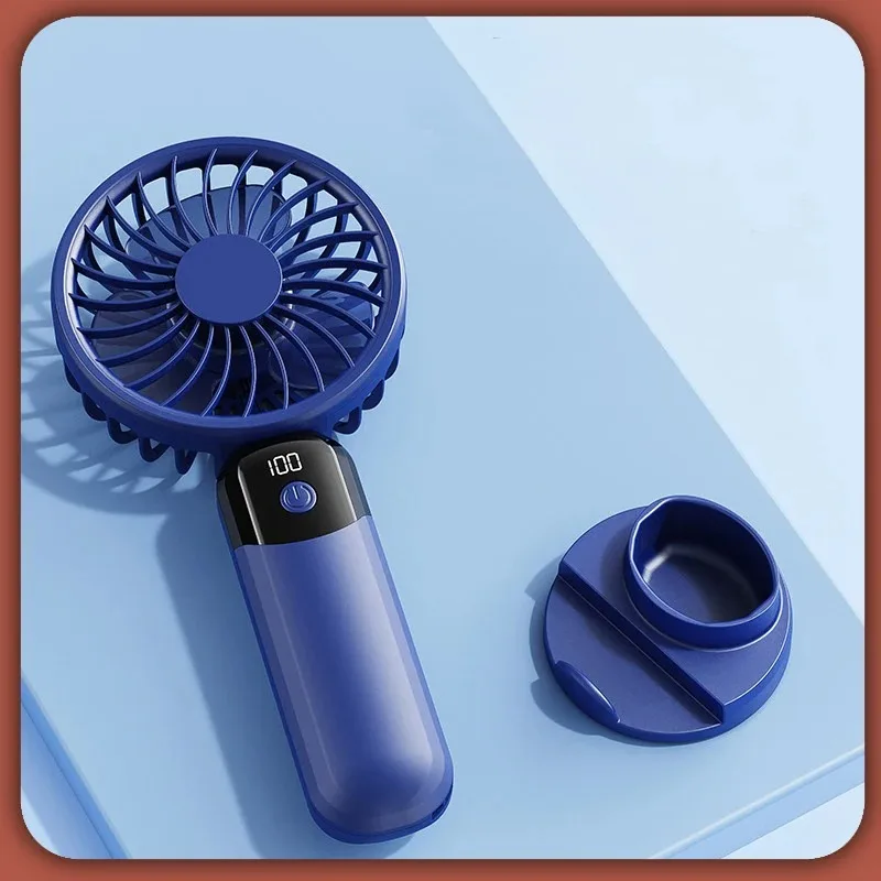 Mini Portable Handheld Fan: LED Display, 3-Speed Strong Wind, Fan Rechargeable Portable, Sleek Design for Travel/Camping/Office