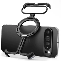 Aerospace Grade Aluminum Alloy Frameless Phone Case For Google Pixel 9 Pro XL 360 Rotating Magnetic Metal Holder Bumper Cover