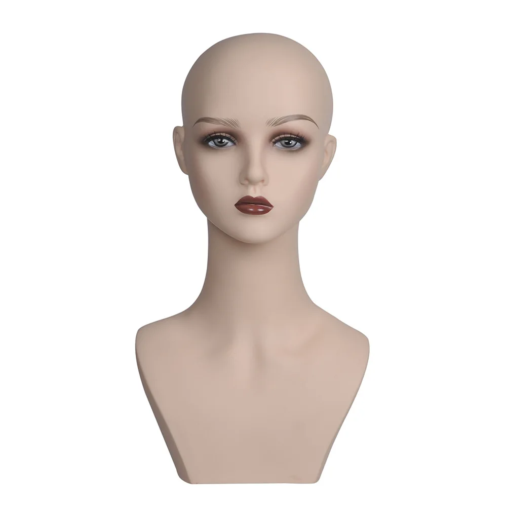 リアルなpvcマネキンヘッド44cmコスプレアニメディスプレイモデルウィッグスタンドドールヘッドヘアスタイリング写真撮影用小道具