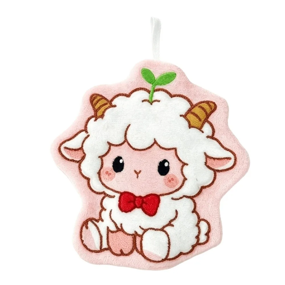 Creative Cute Hanging Hand Towel Kawaii Coral Velvet lamb-shaped Handkerchief Quick Drying Household Cartoon Sheep Hand Towel