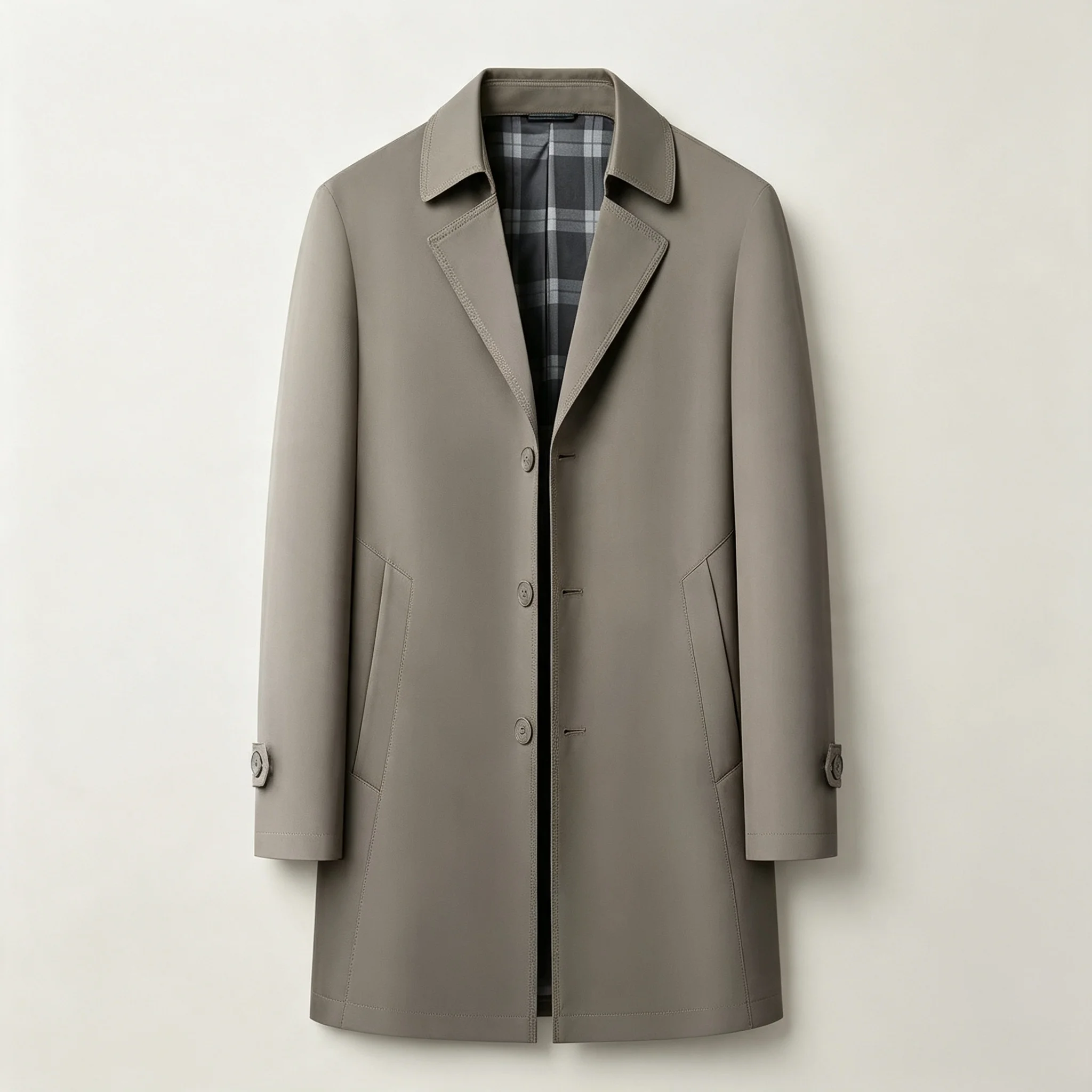 Men's Long Coat Thin Suit Collar Casual Lightweight Jacket Mid-Length Fashionable British Style Loose Sports Plus Size