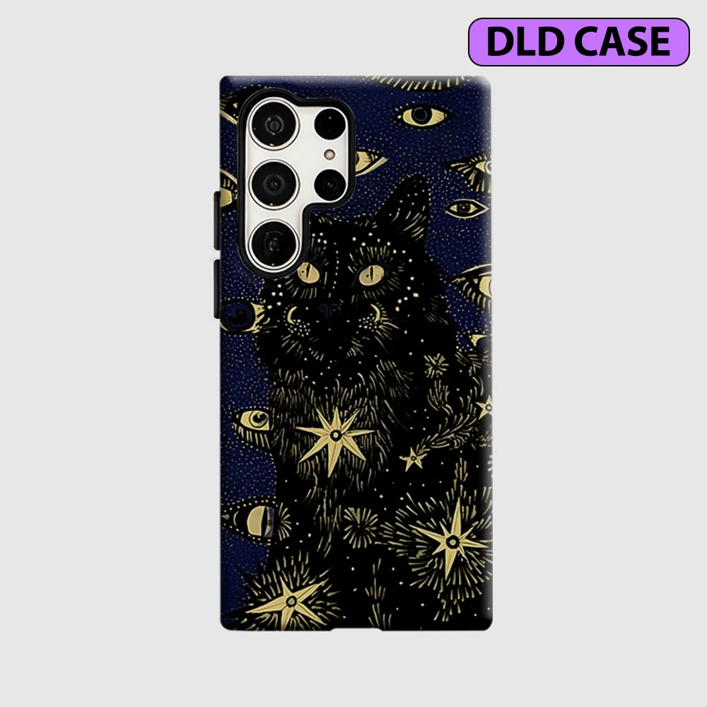 All-Seeing Cat Phone Case for Samsung Galaxy S26 S25 Ultra S24 S23 Ultra Plus Shockproof Double Layer Tough Back Cover