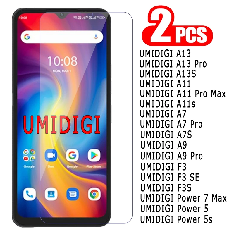 2-1Pcs For Umidigi A13 A13S A11 A11S A7 A7S A9 Power 5 5s 7 F3S F3 SE Pro Max Glass For UMIDIGI A 7 9 11 13 F 3 S Screen Cover