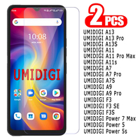 2-1Pcs For Umidigi A13 A13S A11 A11S A7 A7S A9 Power 5 5s 7 F3S F3 SE Pro Max Glass For UMIDIGI A 7 9 11 13 F 3 S Screen Cover