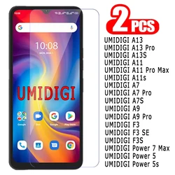 2-1Pcs For Umidigi A13 A13S A11 A11S A7 A7S A9 Power 5 5s 7 F3S F3 SE Pro Max Glass For UMIDIGI A 7 9 11 13 F 3 S Screen Cover