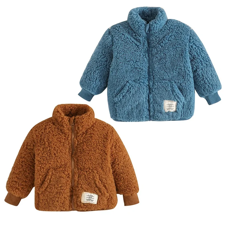 2023-08-14 Lioraitiin 3-24M Newborn Baby Boy Fleece Jacket Long Sleeve Stand Collar Zipped Winter Jacket Outwear with Pockets