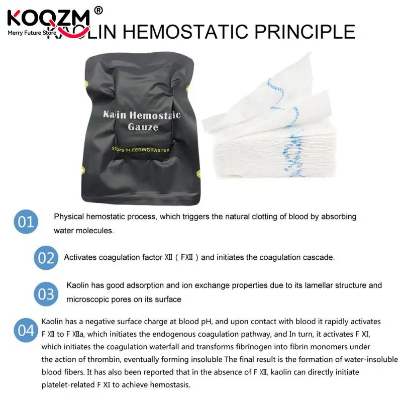 Hemostatik Kaolin kasa tempur darurat Trauma z-fold larut untuk Ifak taktis militer pertolongan pertama Kit medis perban luka