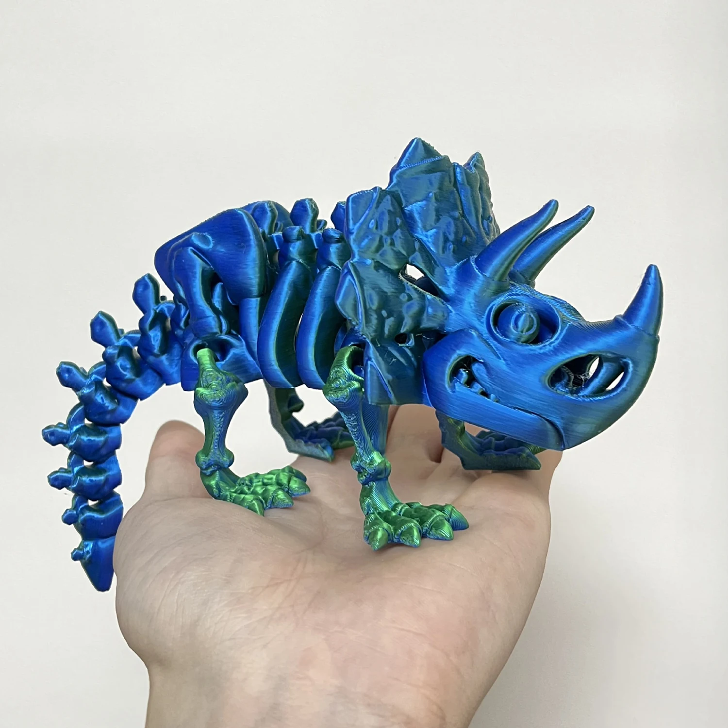 3D Printed Skeleton Triceratops Multi-joint Movable 3D Printed Dragon Model, Cute Animal Office Desktop Ornaments Craft Gifts