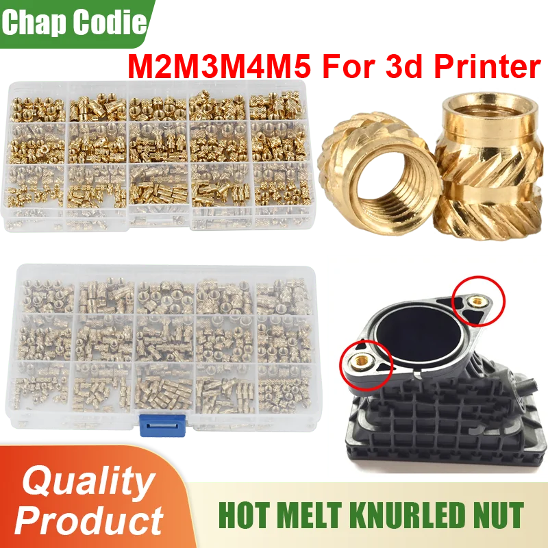 Brass Heat Insert Nut M2 M3 M4 M5 Kit With Box For 3d Printer Plastic Board Hot Melt Insertnut Thermal Molding Injection Nuts