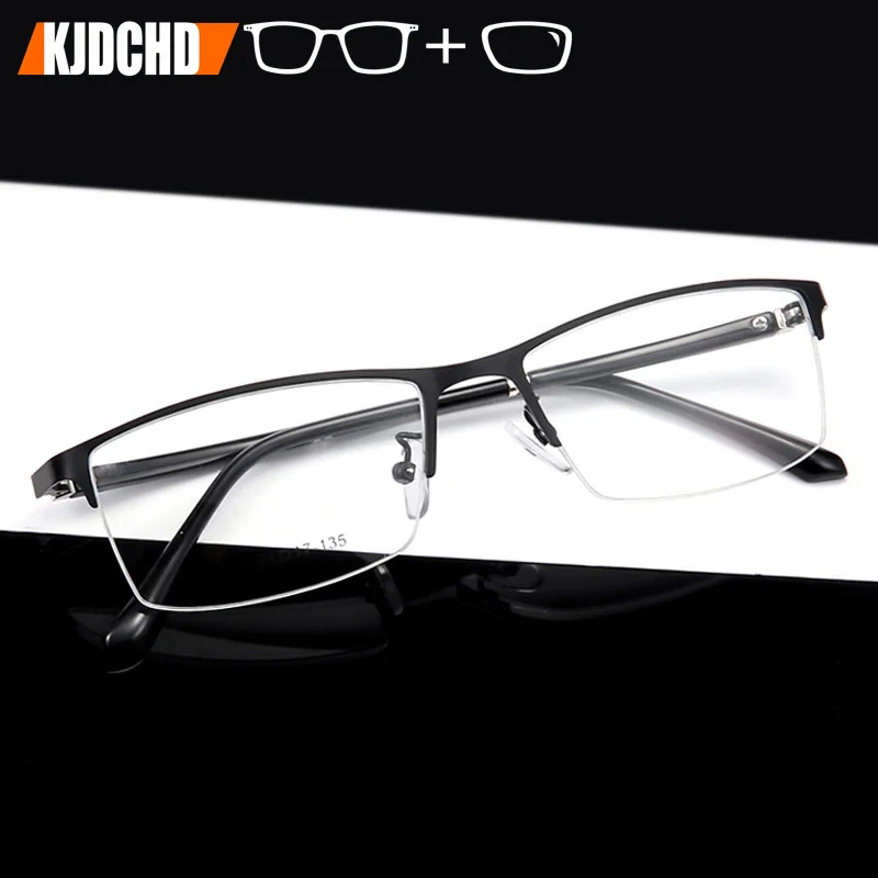 Business Men Formal Casual Metal Half Frame Customized Myopia Presbyopia Prescription Glasses Man Optical Eyeglasses Male -1 -2