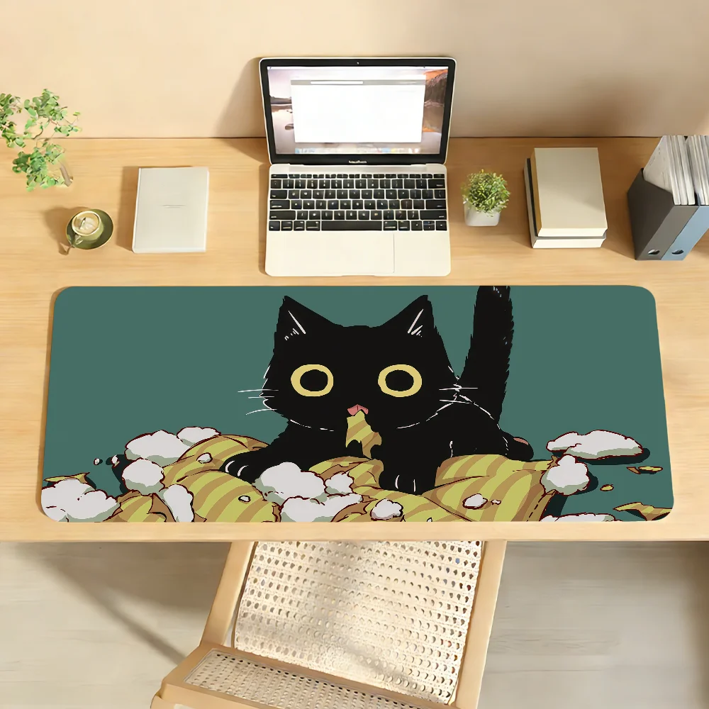 Black Cat cute A-Avogado6 Mouse Pad For Office Gaming And Keyboards Non-Slip Large Waterproof