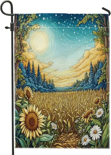 Fall Corn Field Harvest Garden Flag Double Sided Canvas Outdoor, 12 x 18 Inch XXQ