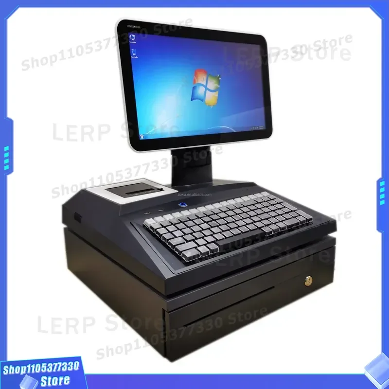 AK-555 All in One POS System with Keyboard and Printer Complete Cash Register Terminal for Retail Store Supermarket Shop