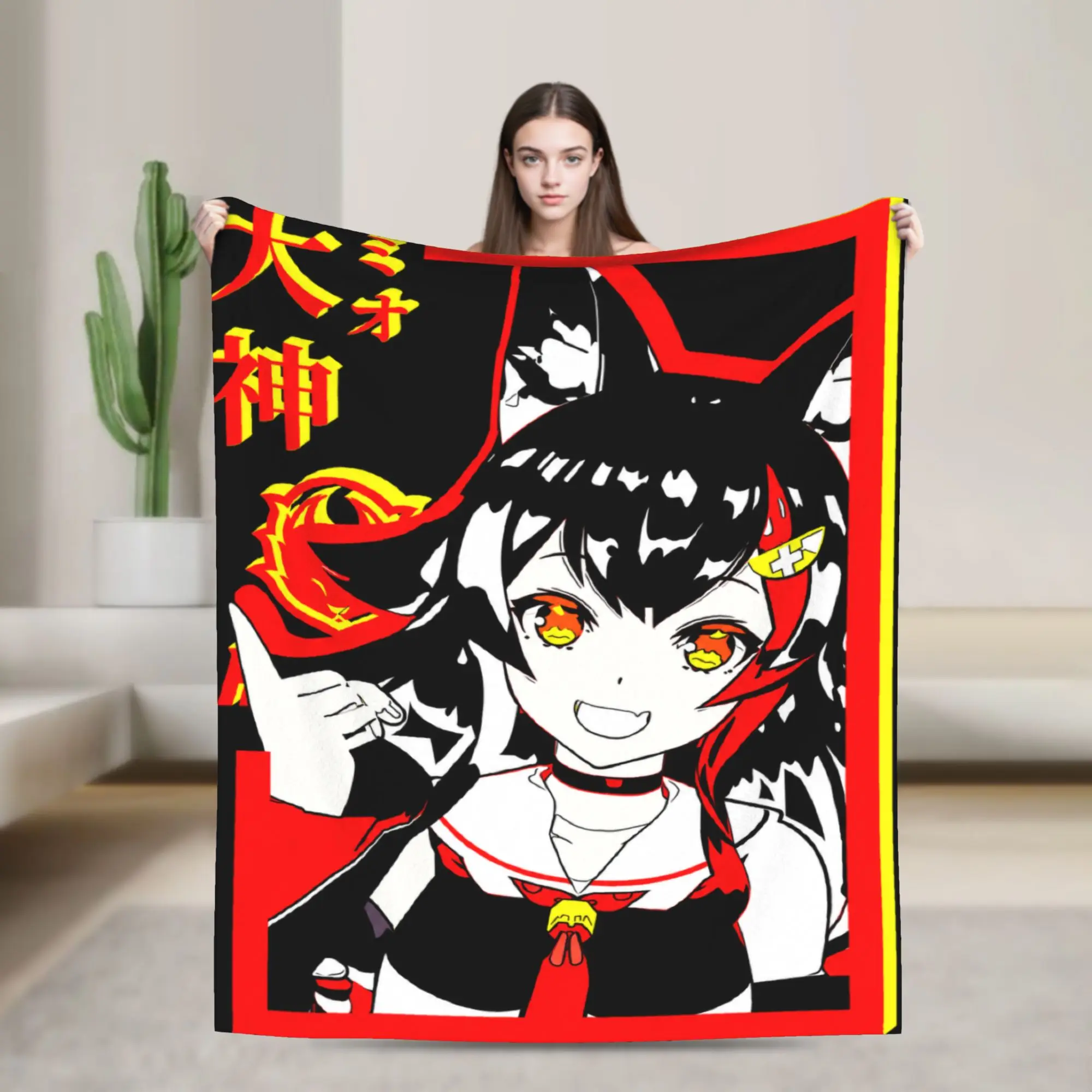 Hololive Gamers Ookami Mio Poster Plush Blanket Kids  Flannel Bedding Throws For Living Room Soft Warm Bedspread Gift Idea