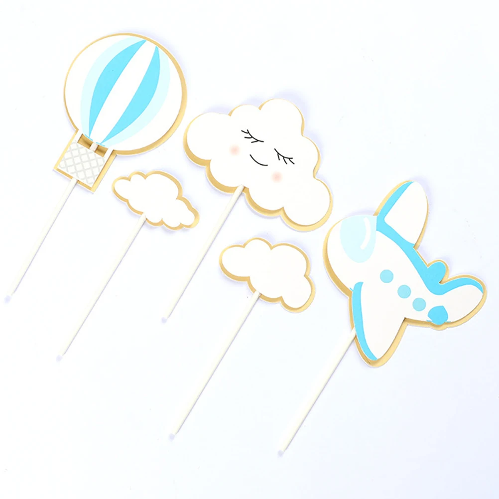 

20pcs Birthday Cake Decoration Set Hot Air Balloon Airplane Dessert Toppers Party Cupcake Picks Decorative for Baby