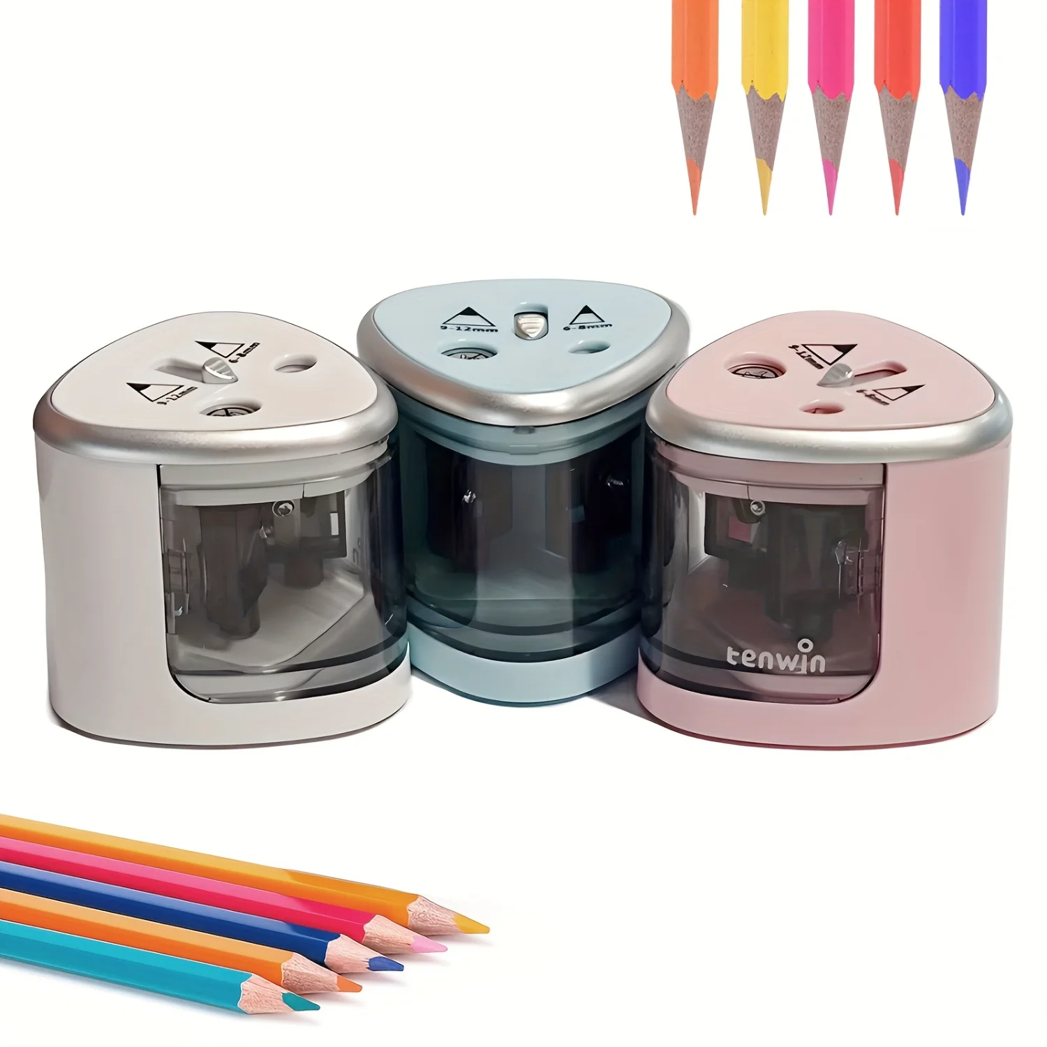 

Electric Hole Pencil Sharpener - Dual Blade Design for Thick and Thin Pencils - Battery Powered - Convenient and Efficient