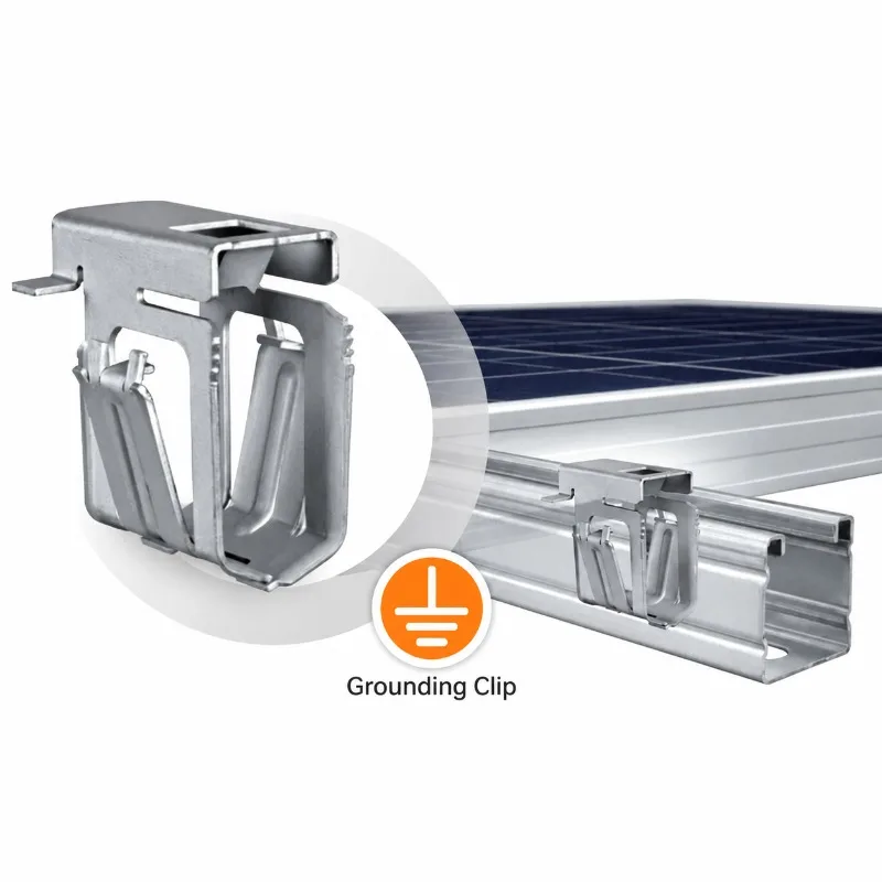 Solar Panel Clamp Mounting Bracket, Steel Anti‑Theft Rapid Fastener Clip for PV Module Grounding Solar Installation
