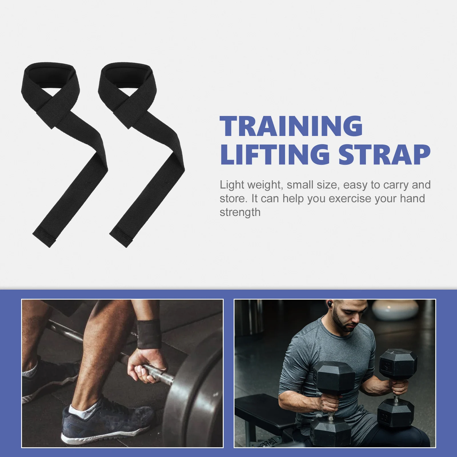 

2pcs Professional Wrist Strap Fitness Lifting Band Wear-Resistant Portable Gym Accessory Training Support Grip Aid
