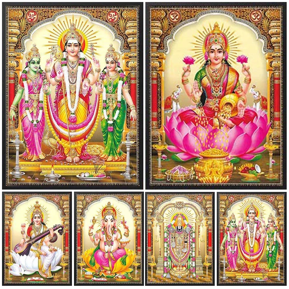 Balaji Lakshmi Ganesha Saraswati Murugan Valli Devyani Wall Pictures For Church Room Poster Wall Art Canvas Painting Unframed