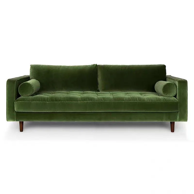 xx-France Velvet Fabric 3 Seater Sofa Set Modern Luxury Living Room Sofa High Density Sponge Double Sofa&