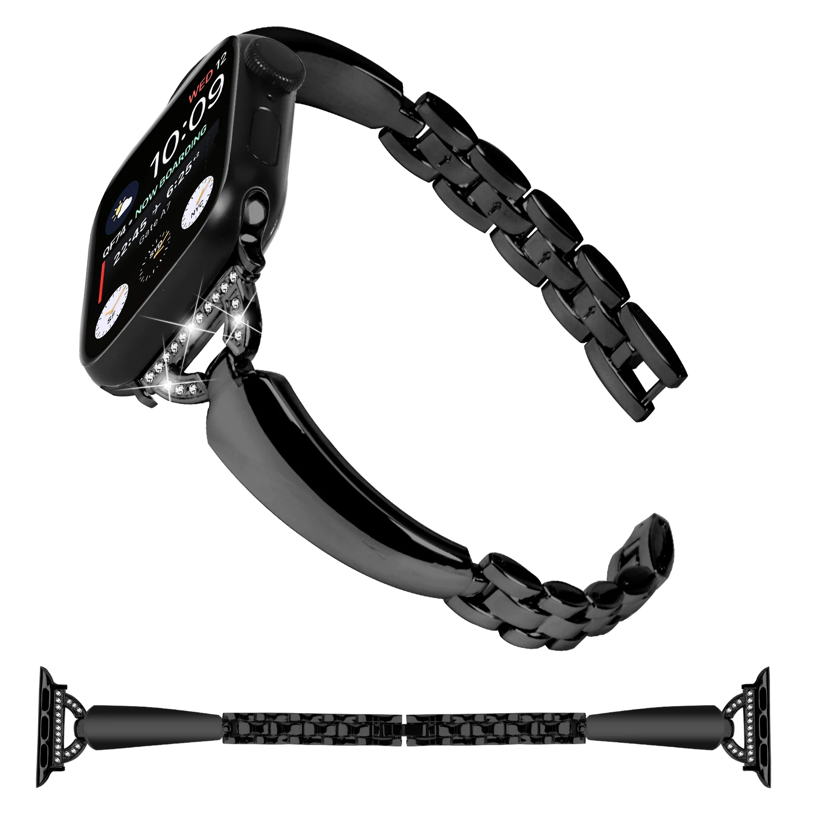 Copper Watch Band for Apple Watch Series 10 42mm / 9 8 7 41mm / SE (2023) SE (2022) SE 6 5 4 40mm / 3 2 1 38mm D-Shaped Rhinesto