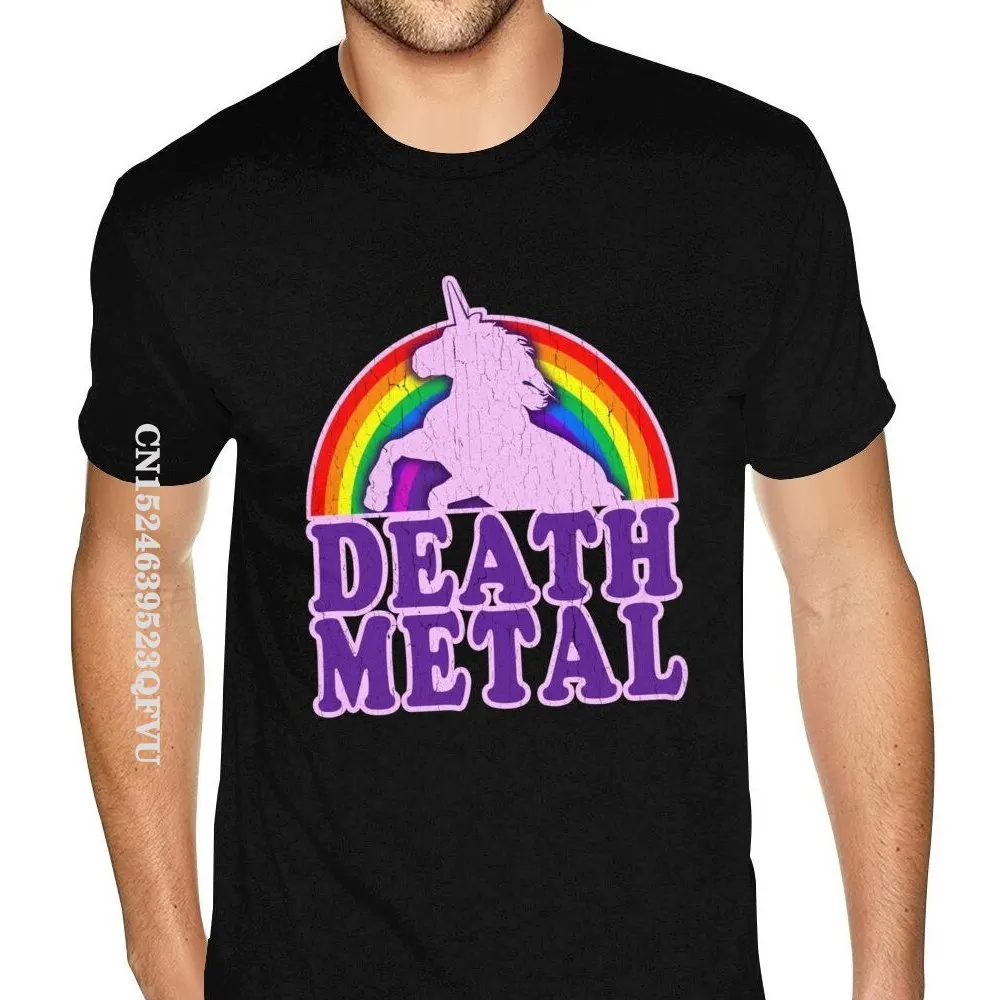 Purple Death Metal Unicorn Tee Shirt For Men Custom England Style Tshirts Men Black Gothic Style T Shirt Custom Wholesale