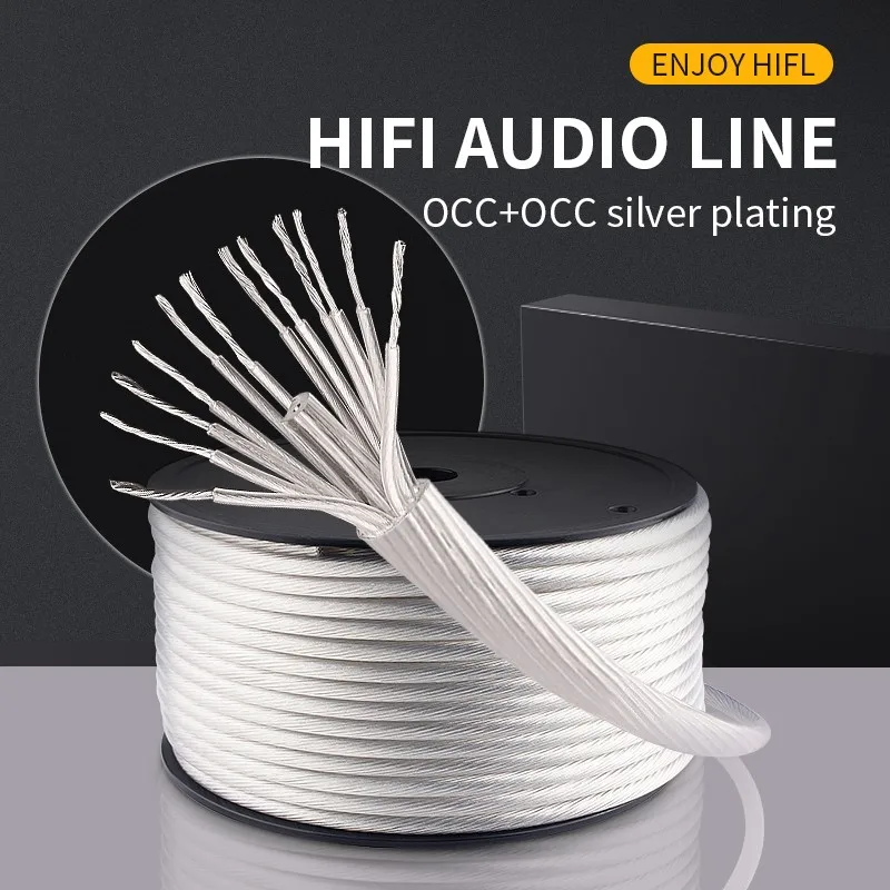 HIFI Speaker Cable High Quality 7N OCC and silver plated nerve wire Hifi Speaker Wire Bulk Cable For DIY