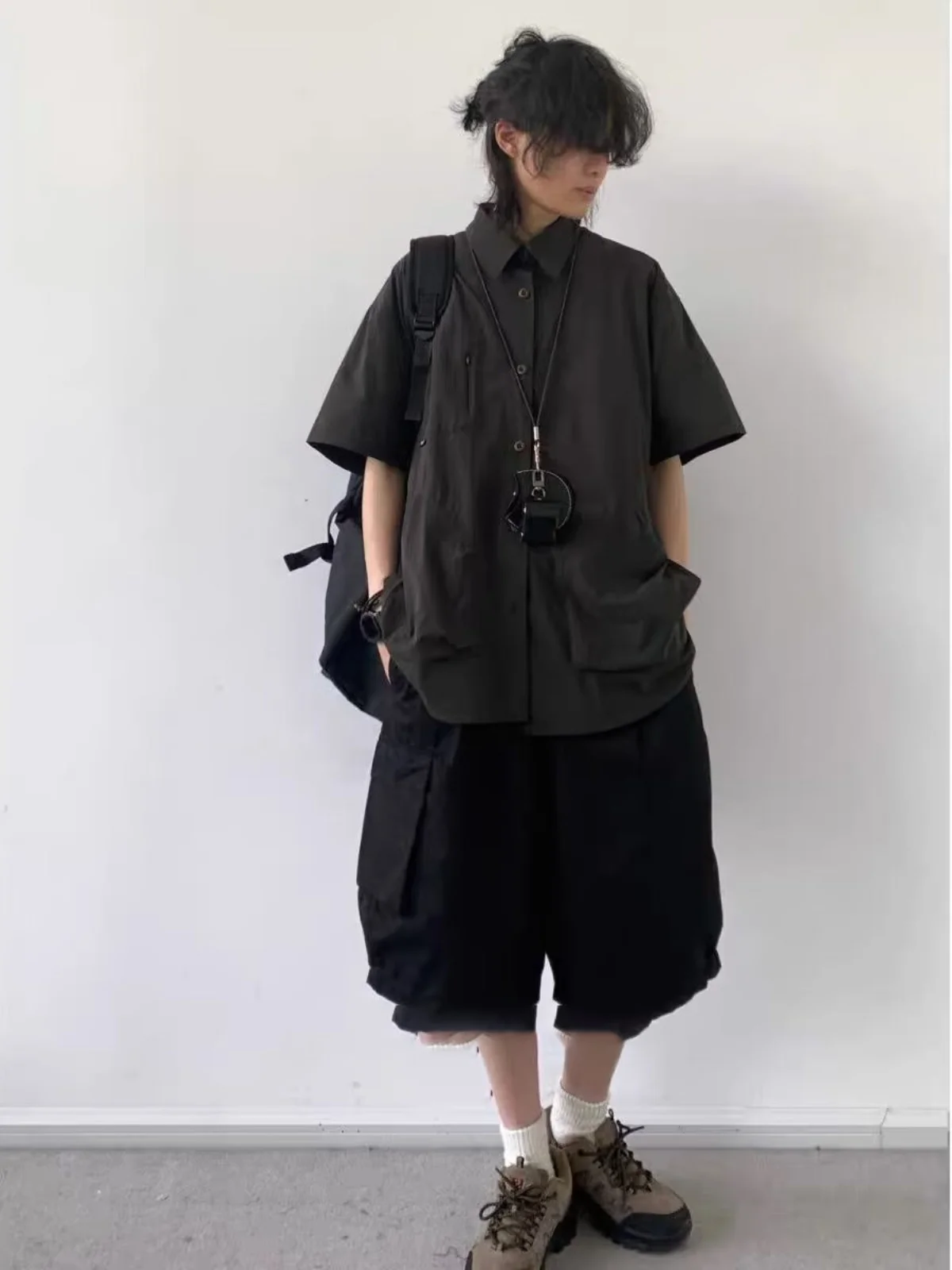 

Retro Japanese Style Casual Workwear Short Sleeve Shirt CityBoy American Half Sleeve Summer Men's Thin Breathable Loose Fit