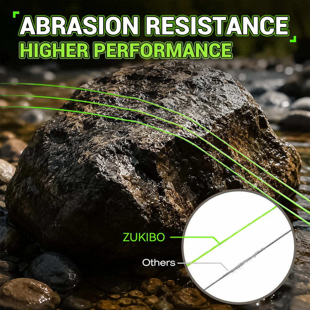 ZUKIBO OUTLANDER X8 Geflochtene Angelschnur Grün 8-fach Geflochten Multifilament PE-Schnur Verschleißfest UV-Beständig Salzwasserbeständige Beschichtung – Detail 9