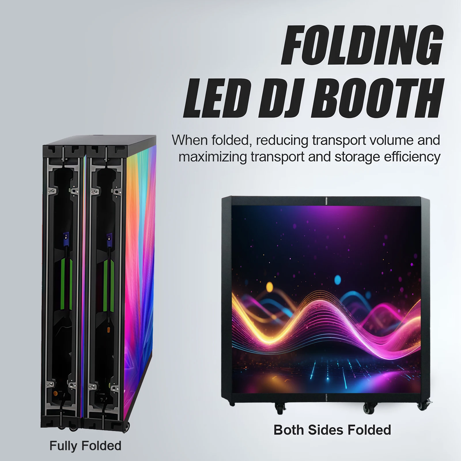P2.5 GOB LED DJ Table Booth, Portable Foldable Design with Wheels Cable Management DJ Stand for Wedding Live Events