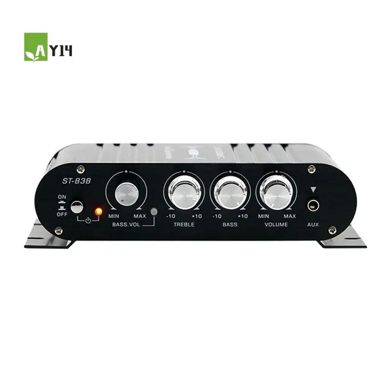 AY14 -ST-838 Mini Hifi 2.1 Channel Stereo Bass Sound Amp Bass And Treble Adjustment Audio Amplifier Car Home Amp