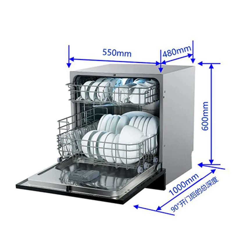 Hot Sale Black Stainless Steel Built-in Multifunctional Dishwasher