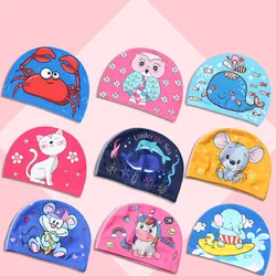 Kids Swimming Caps PU Waterproof Cute Cartoon Swimming Cap Ear Protection Boys Girls Children Lovely Swim Pool Hat Bathing Cap