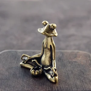 Budist heykeli pirinç, kurbağa düşünce, bir heykel bakır, bir hayvan, bir brülör tütsü, vintage, dekorasyon, masa, kahve, çay, evcil hayvan 8 en çok satan, heykel, dekor, oda no. 2