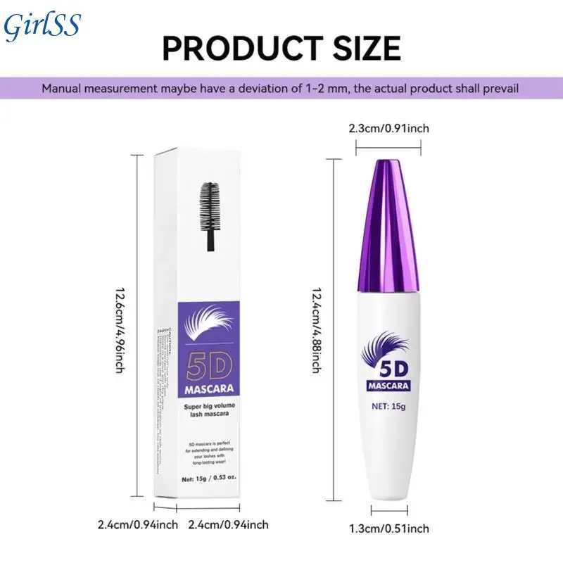 Rímel fibra seda 5D para volume e ondulação elegantes com aplicação sem esforço Rímel à prova manchas para mulheres