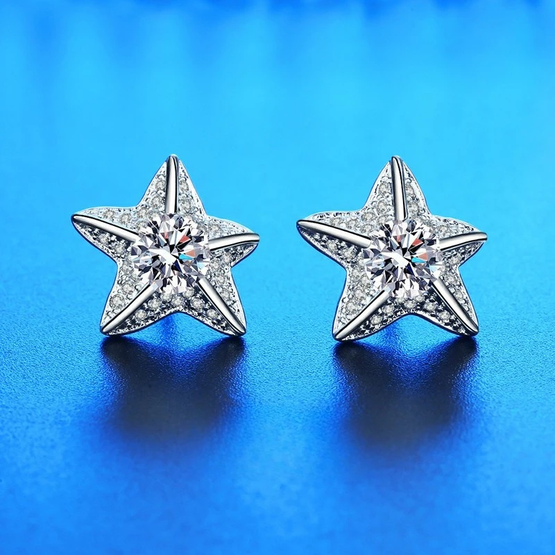 

New 925 Sterling Silver Earrings 5A Zircon Starfish for Women good Quality Wedding Engagement Jewelry Stud Earrings Party Gifts