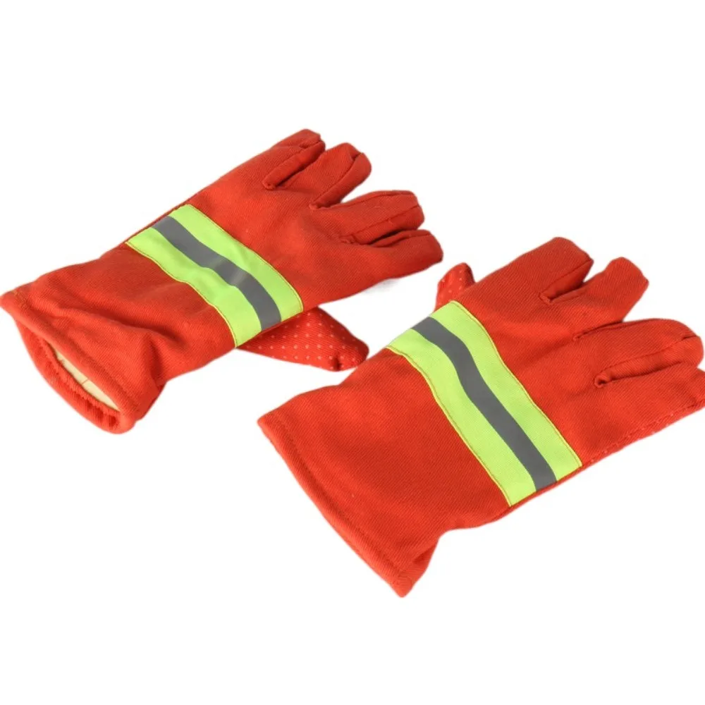 

Thicken Fireman Gloves Heat Resistant Orange Flame Retardant Gloves Wear Resistant Protective Gloves