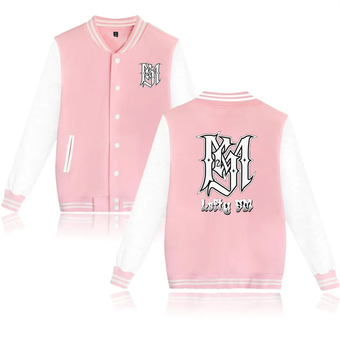 Casaco de lã rosa para homens e mulheres, uniforme de beisebol, estilo hip hop, streetwear, hip hop