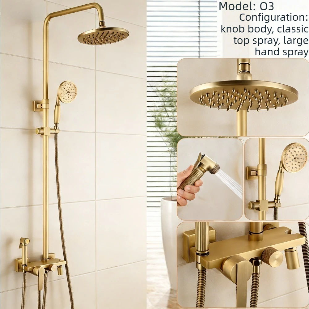 

Красивая душевая система со смесителем для ванны, классический латунный набор для тропического душа