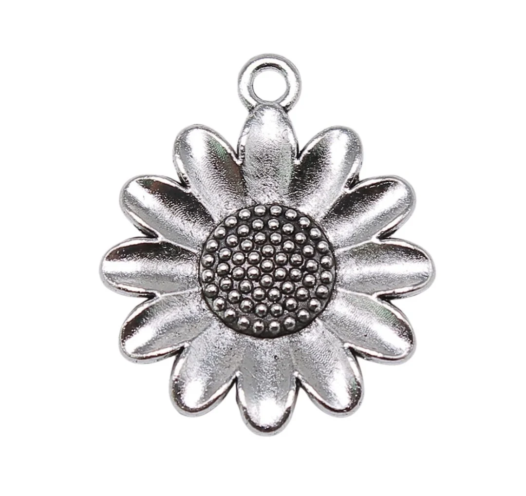 

5pcs 30x25mm lovely Zinc alloy metal tibetan silver color plated charms T0651 flower for handamade