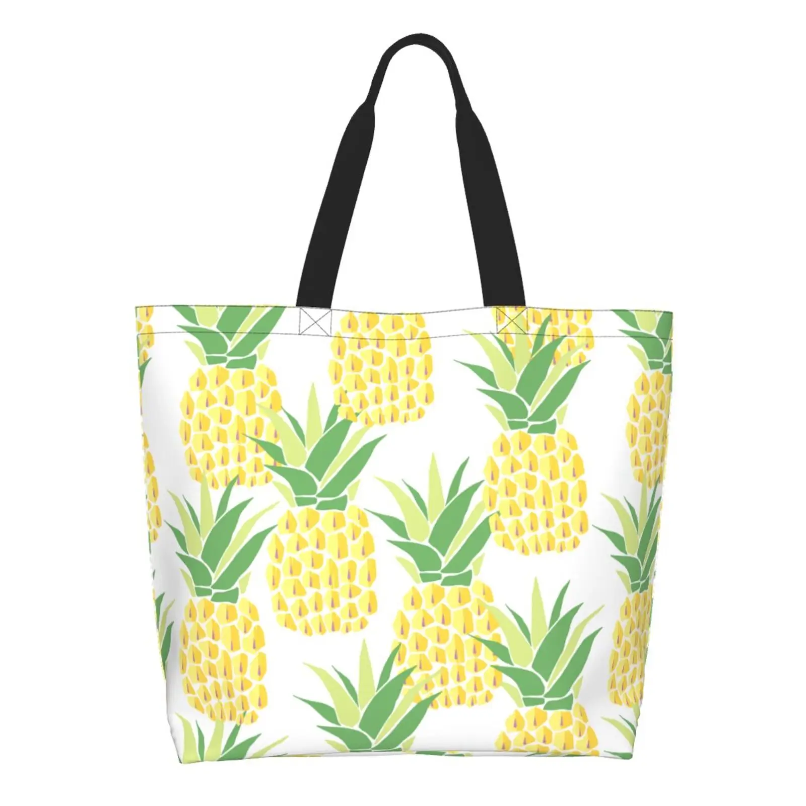 Cute Cartoon Shoulder Bag Large Reusable Eco-friendly Shopping Bags Portable Storage Handbag Pineapple Print Tote Bag Fashion