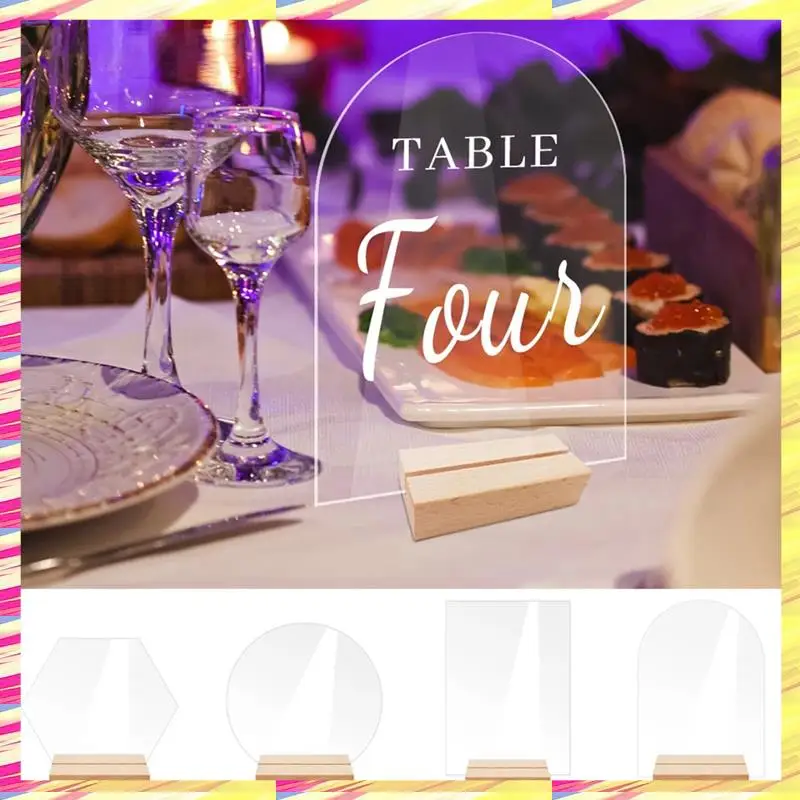 ABJJ 12PCS DIY Blank Acrylic Table Sign Clear Sign With Stand Transparent Arch Table Numbers Table Card Wedding Decoration, Dura
