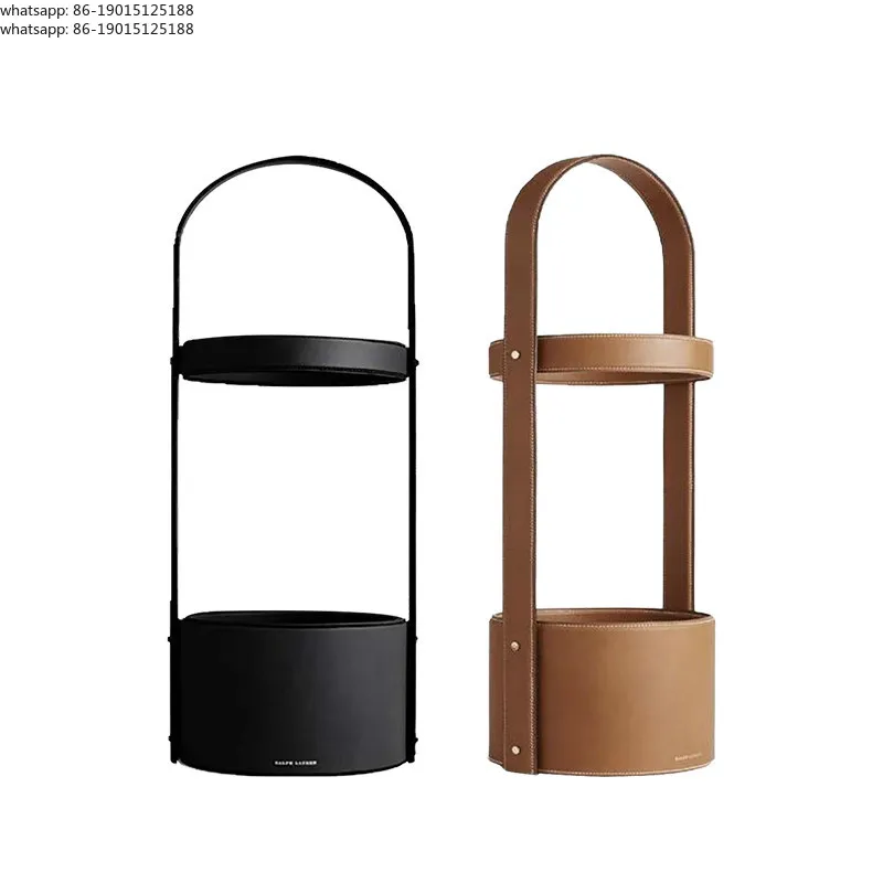 Modern simple model room umbrella frame, leather umbrella bucket, entrance hall, handicrafts decorative storage rack ornament