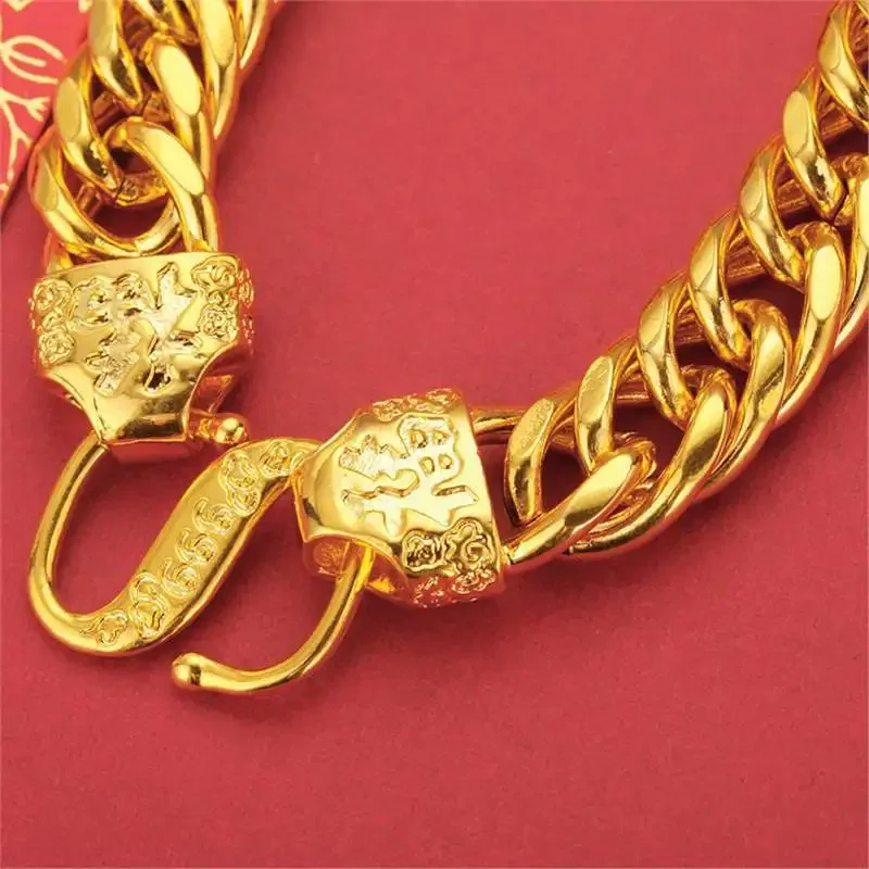 Gold Shop Matching 9999 True Gold Bracelet Men\'s and Women\'s Gold 24K Bracelet Wealth Chengbao Boss Chain Rich Gold Bracelet