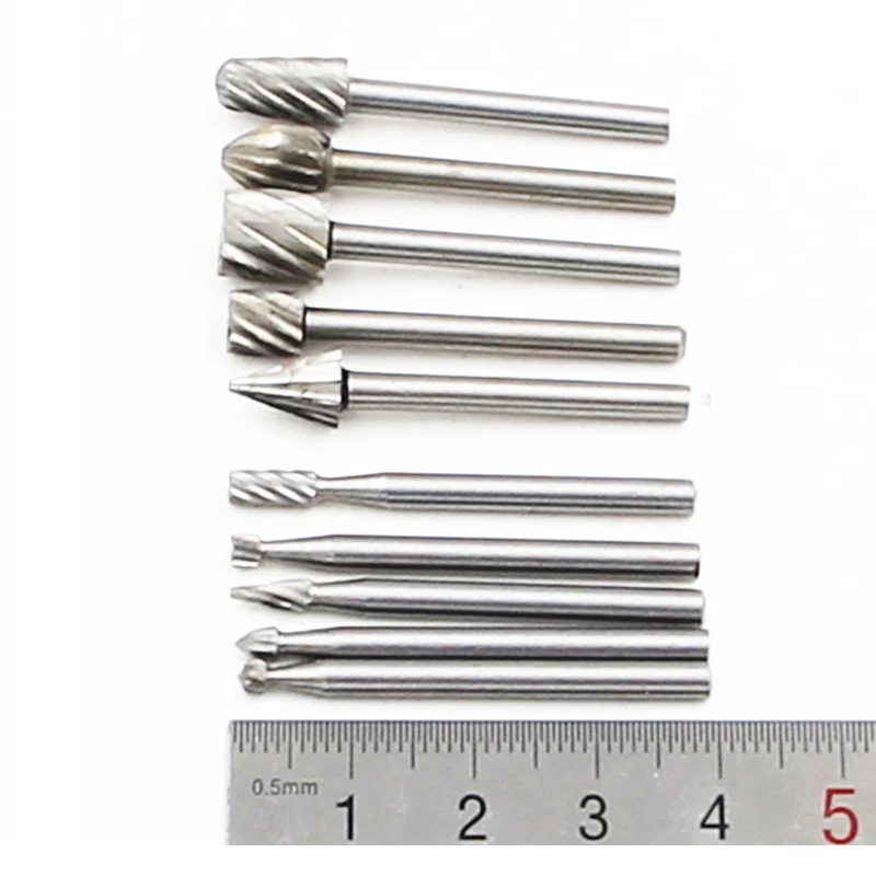 10pcs Wood Drill Bit HSS Titanium Dremel Routing Rotary Milling Rotary File Cutter Wood Carving Carved Knife Cutter Tools Drill