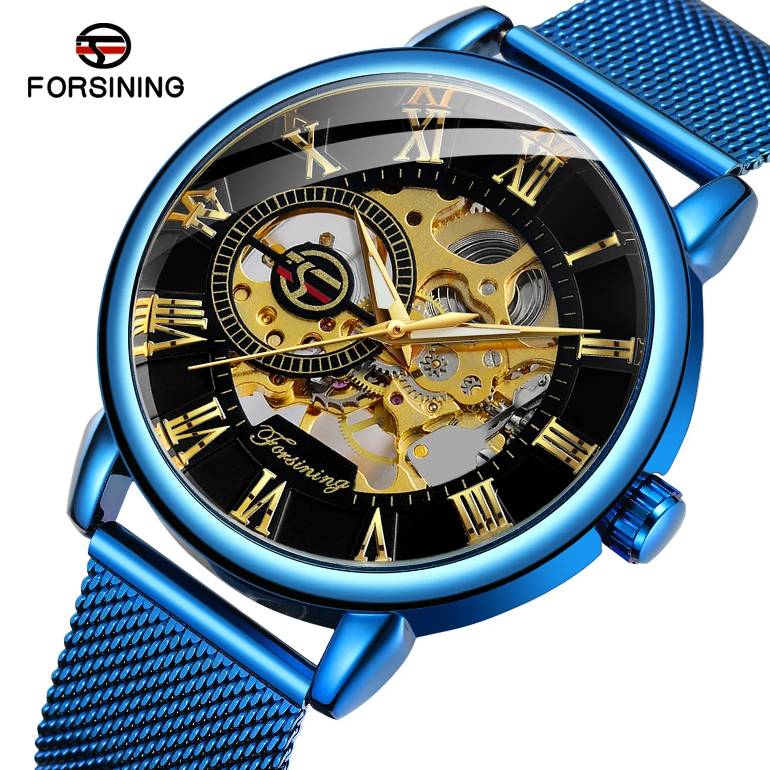 Forsining Top Brands Fashion Business Mechanic Men Watch Skeleton Automatic Waterproof Stainless Steel Strap Male Watches