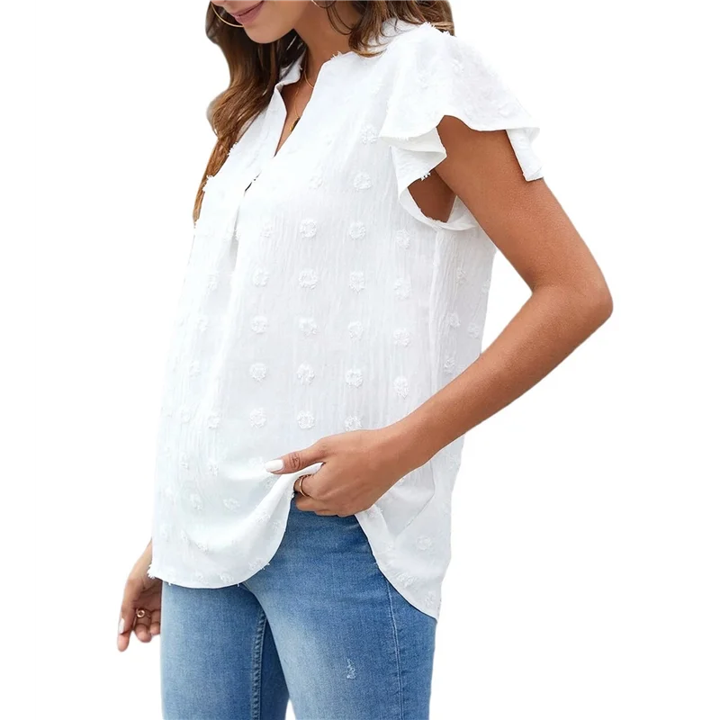 

ASDS-Womens Blouse V Neck Ruffle Sleeve Flowy Shirts Dressy Casual Cute Summer Tops