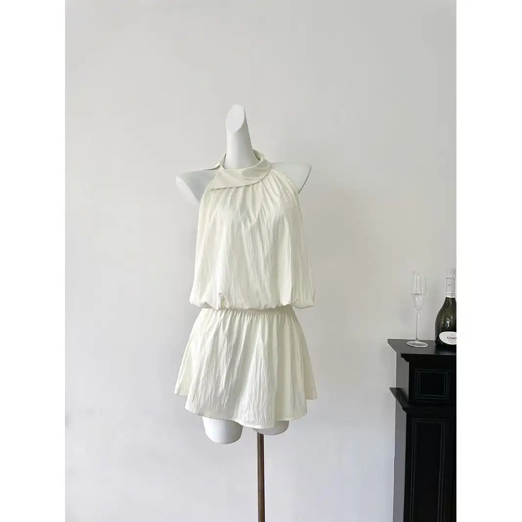 

Модные простые костюмы, женские летние новые элегантные однотонные топы без рукавов + мини-юбка, офисные женские комплекты из двух предметов