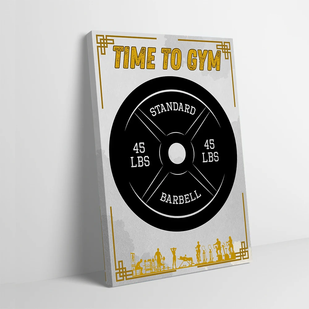 Póster impreso de placa de peso con barra de Time to Gym, imágenes personalizables, cuadro sobre lienzo para pared, regalo para decoraciones para el salón